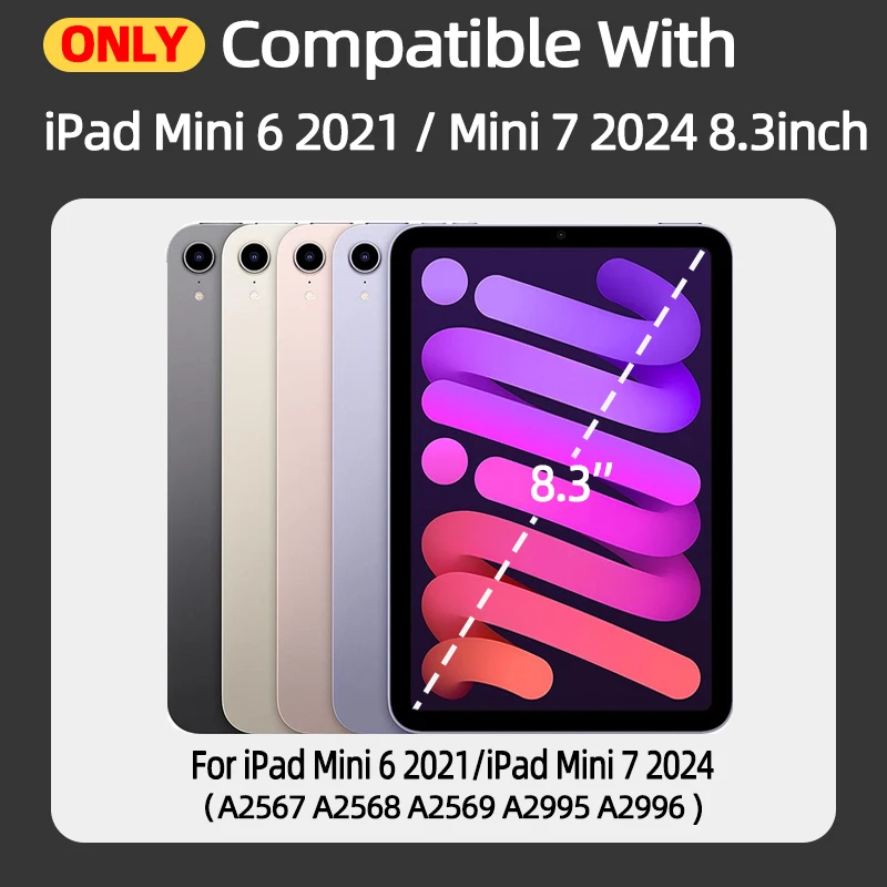 Ruota la custodia con tastiera per iPad Mini 2024 A17 pro Mini 6 8.3 mini6 spagnolo portoghese coreano arabo ebraico custodia con tastiera