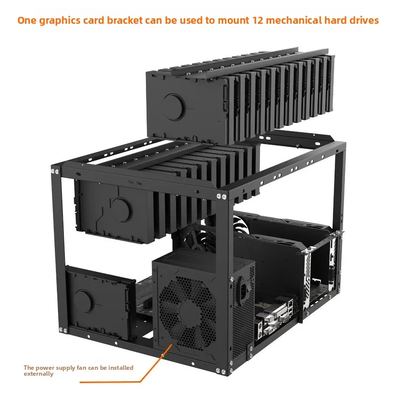 E02H24 Disk Open Stackable Hard Disk Rack Support EATX Main Board 24 Mechanical Hard Disk Chassis