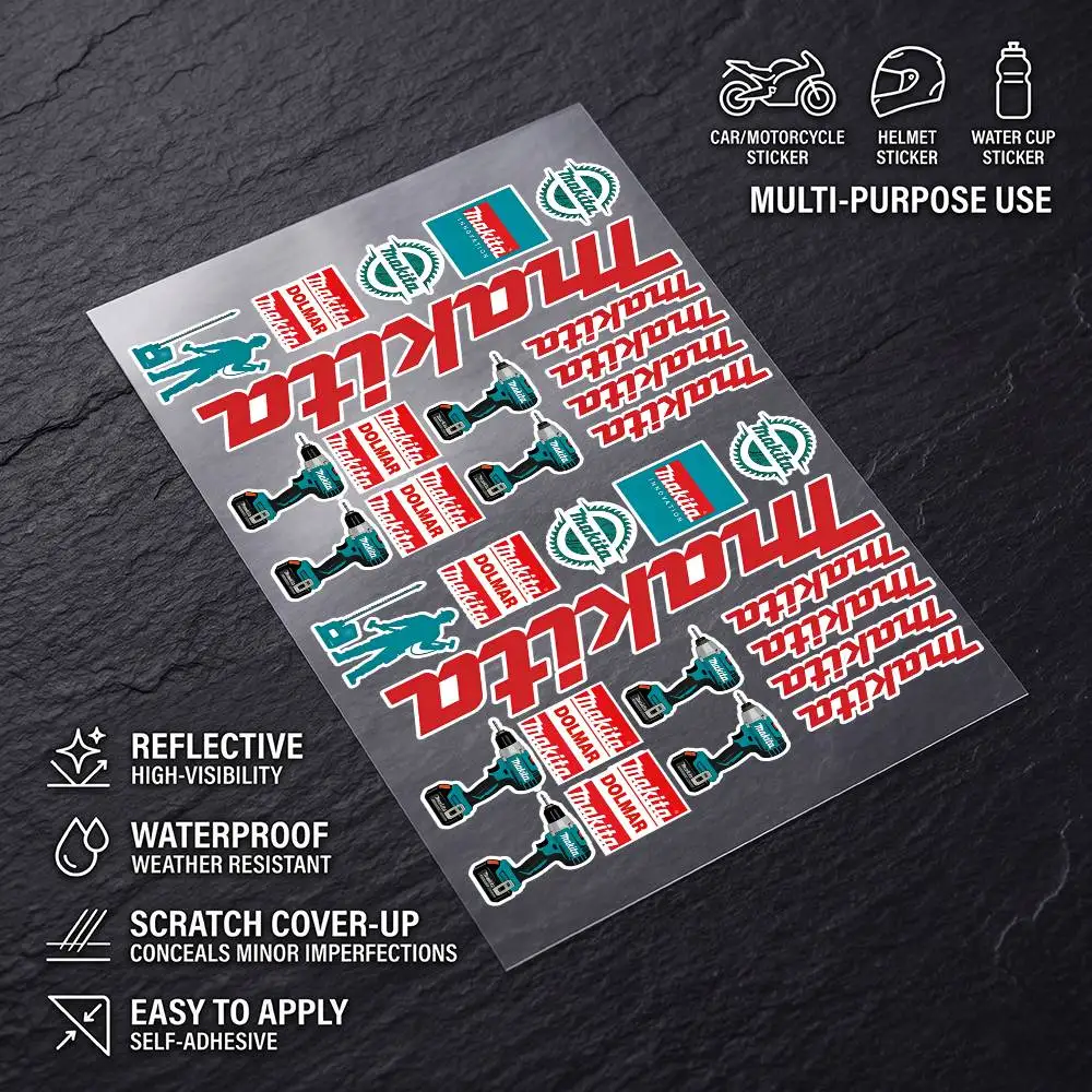 M-mAkItA-A Universal Multi-Purpose Reflective Waterproof Stickers Scratch Conceal For Auto Bike Helmet Mug Fridge Decoration