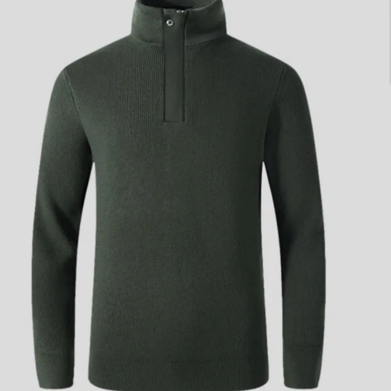 

Оригинальный дизайн, осенняя новинка: мужской модный вязаный джемпер с высоким воротником на молнии, длинными рукавами и прямым кроем.