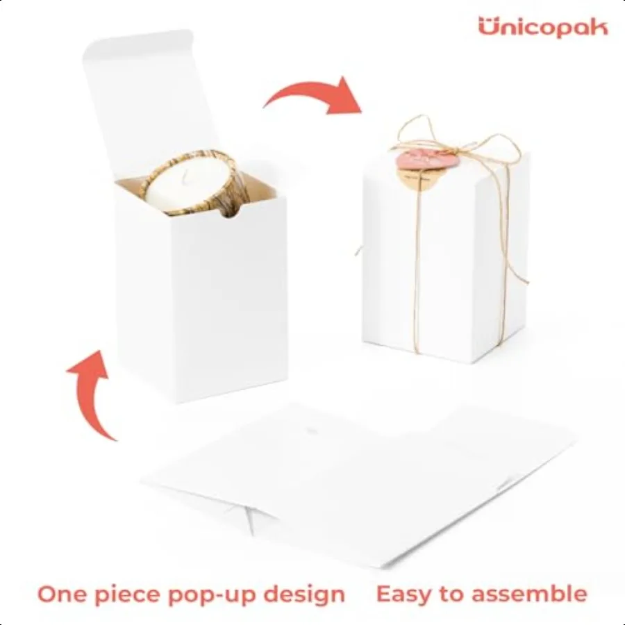 10er-Pack 4x4x6 weiße Geschenkboxen, ideal für Kerzen, Ornament, Becher, Glas, ideal zum Verschenken, Verschenken und Aufbewahren oder Organisieren von kleinen Ite
