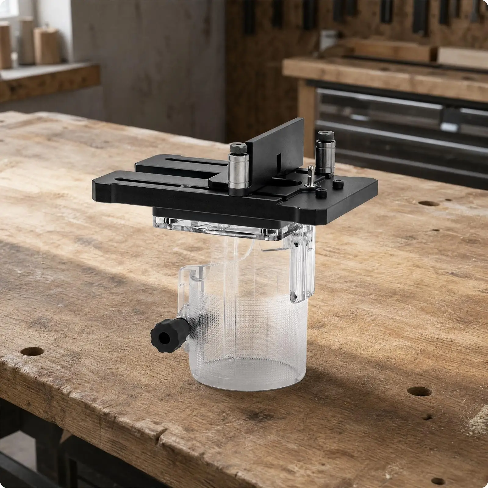 Aluminum Alloy Edge Trimming Guide Router Base with Adjustable Fence for Woodworking Precision Cuts