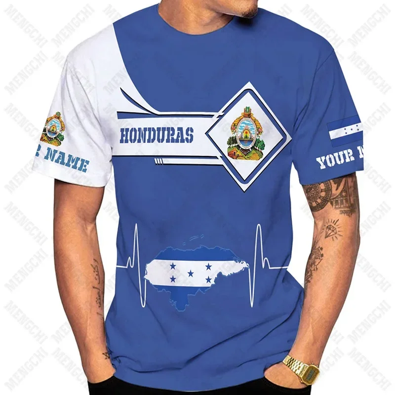 T-shirt à Manches Courtes pour Homme et Garçon, Vêtement Unisexe, Décontracté, à la Mode, avec Image du Honduras