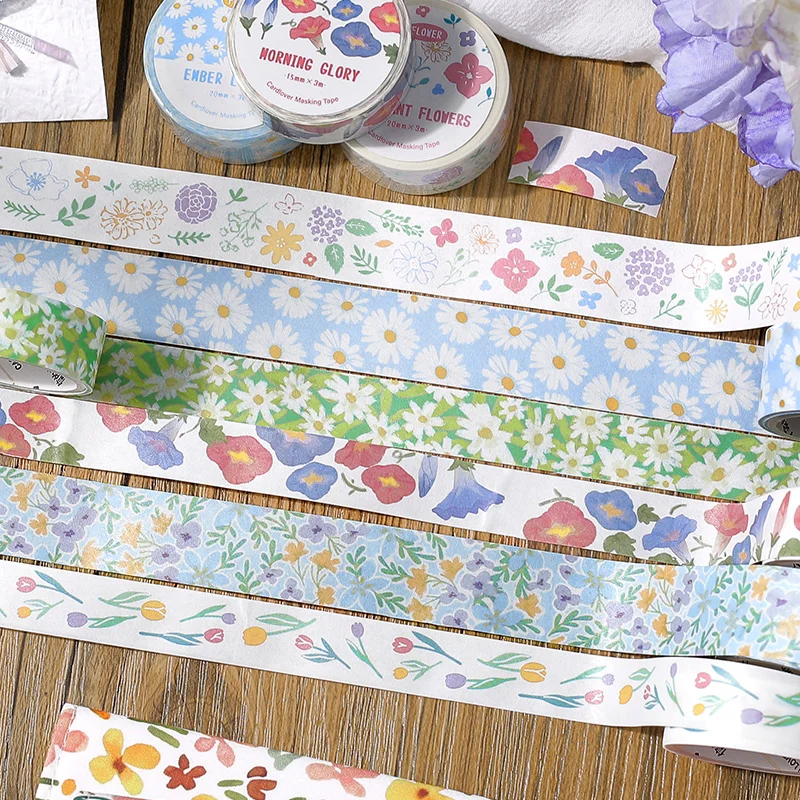 3m Cute Flowers Washi TapesDecoration Scrapbooking DIY Diary Album Journal Background Collage Masking Tape Stationery