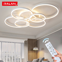 Modern Ceiling Light Round Design Living Room Bedroom Ceiling Chandelier Ring Three-color Lighting Decorative Lamp Ceiling Lamp