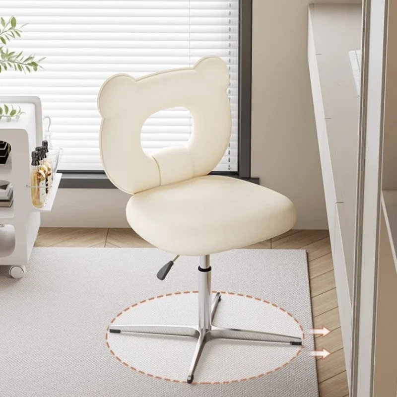 Ergonomic Swivel Chair: High Load-Bearing Solid Cream Style, Comfortable Desk & Dressing Seat with Backrest, Office Furniture