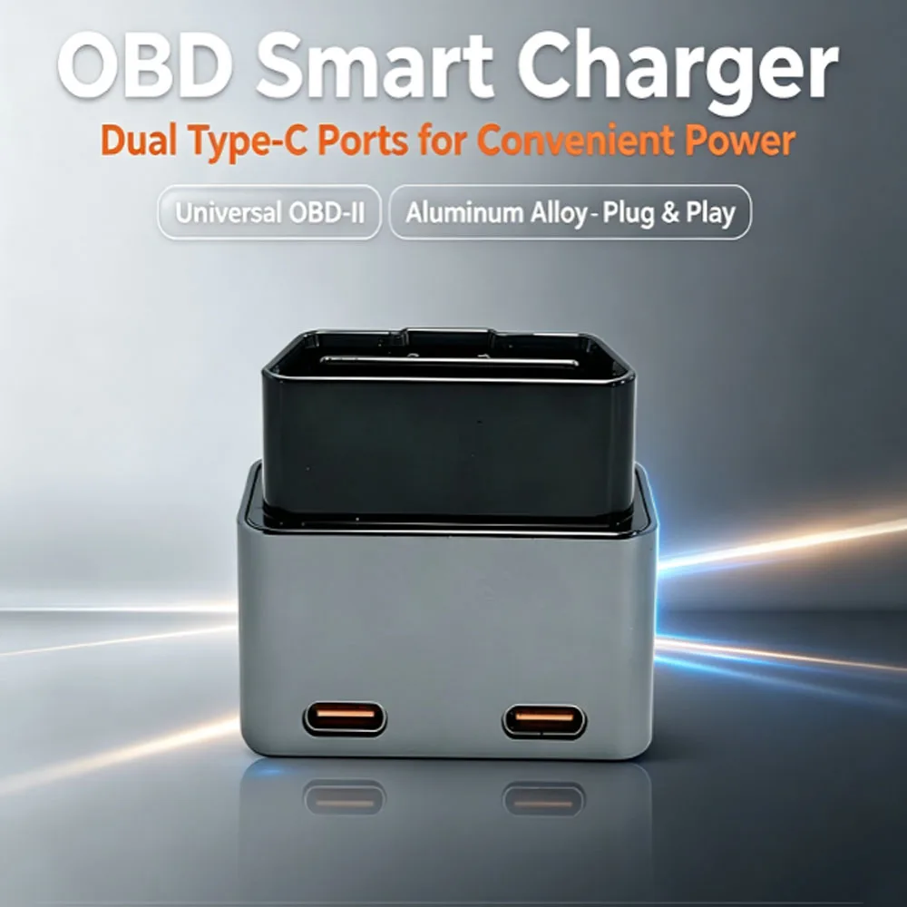OBD‑II Port Extender Hidden Car Charging Hub Plug & Play Dual PD Fast Type‑C Adapter Universal Vehicle Interior Accessories
