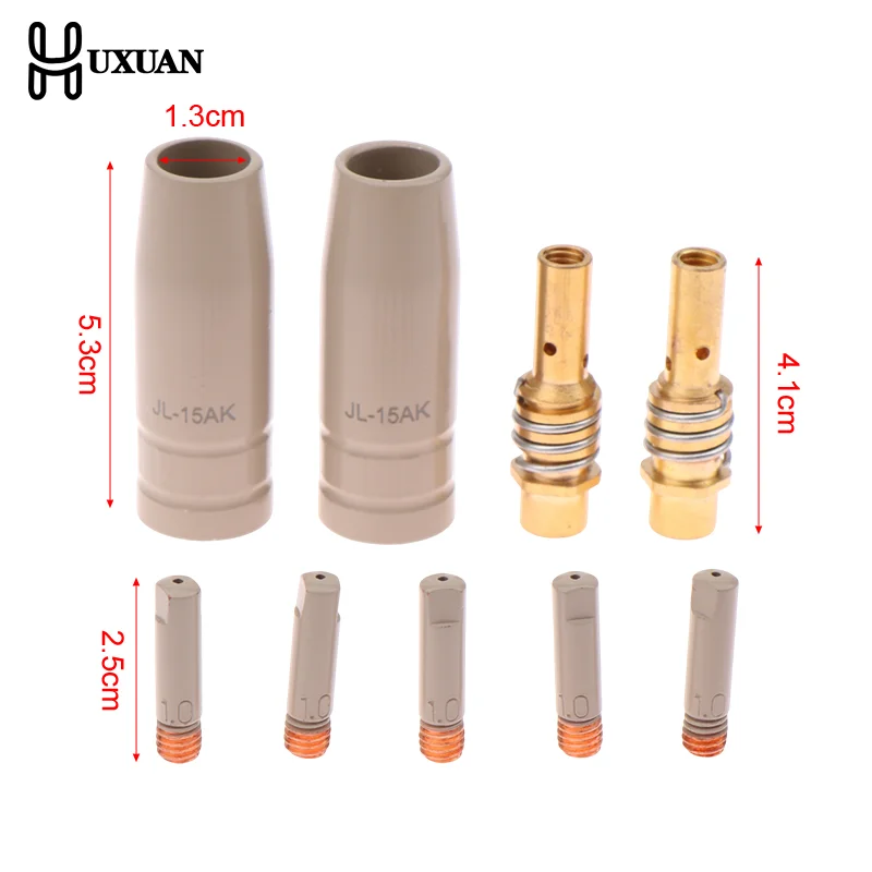 9Pcs 0.8/1.0/1.2mm MIG Torch Gas Nozzle Tip Holder Protection Parts 15AK Welding Torch New Coating Protection Nozzle