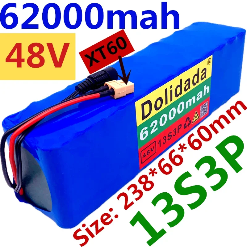 

48V lithium ion battery 48V 62Ah 1000w 13S3P Lithium ion Battery Pack For 54.6v E-bike Electric bicycle Scooter with BMS