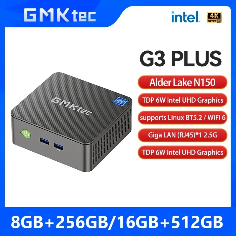 GMKtec Mini Pc GMK G3 PLUS NUCBOX Windows 11 Pro Alder Lake N150 Intel 12th WiFi 6 كمبيوتر مكتبي كمبيوتر صغير يعمل