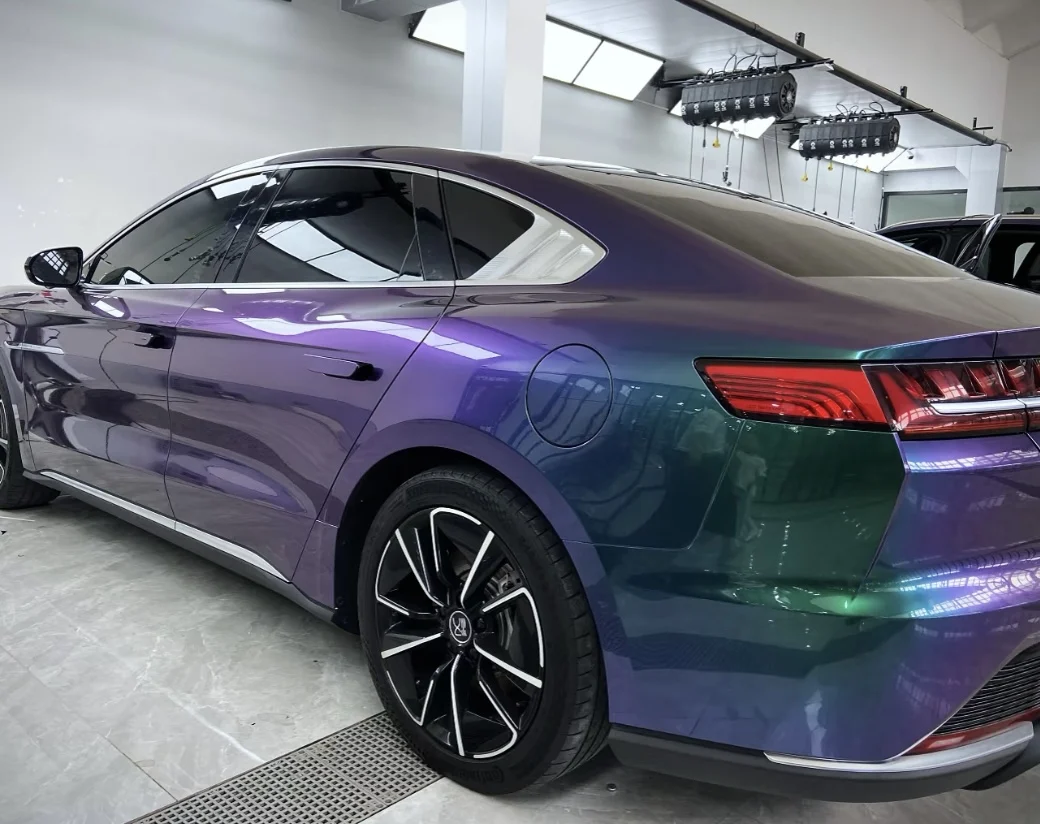 Harga Grosir Vinyl Bungkus Mobil Hijau Gunung Bunglon Super, Saluran Udara, Stiker Mobil, Vinyl Bungkus Perekat Warna Bunglon untuk Mobil