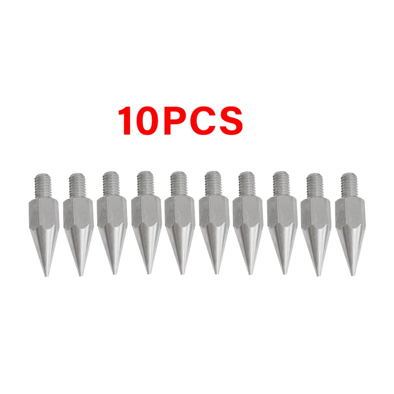 10pcs NEW Stainless Steel GPS Pole Tip M8 Sharp Point replacement Tip Diameter 7.5mm Surveying Prism Pole Rod Point Length 38mm