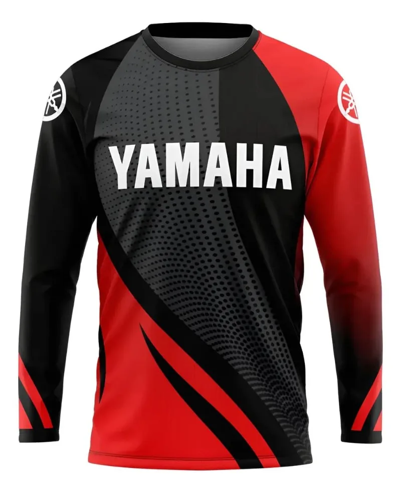 

2026 Summer Yamaha Hot Black and Red Fashionable Long Sleeve T-shirt for Men and Women Trendy Large Motorcycle Cycling Shirt