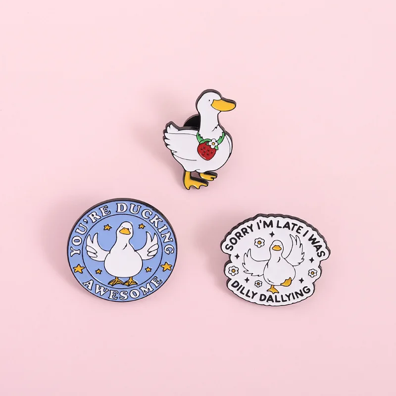 Cute Animal Enamel Brooch Pin Rugby Duck Bear Car Experiment Mouse Cowboy Frog Mantis Rooster Cartoon Badge Jewelry Friends Gift