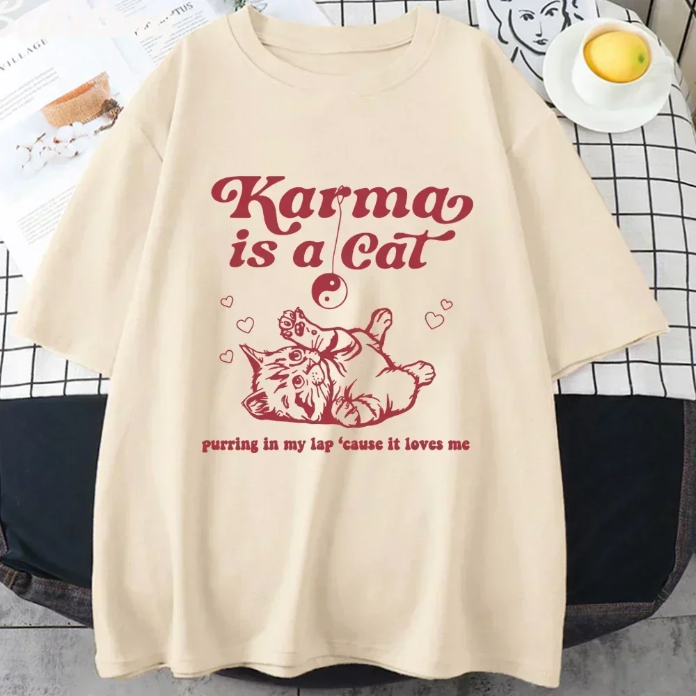 Karma Cat 2024 Taylor Midnight Album Camiseta de manga corta para mujer, camiseta de reunión de medianoche