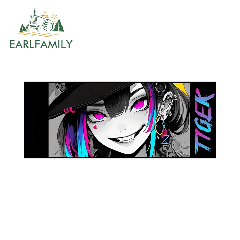 EARLFAMILY Anime Augen Slap Auto Aufkleber Kreative Neon Aufkleber Caravan JDM Stamm Aufkleber Lustige Kühlschrank Laptop Auto Styling