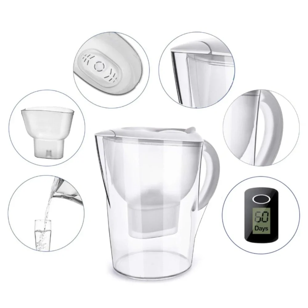 Lead Free Water Filter Pitcher Enhances PH Eliminates Odors Microplastics and Chlorine Lasts 2 Months for Improved Water Quality