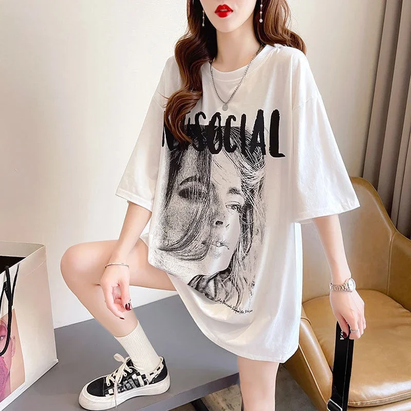 Letni strój T Shirt dla kobiet Baggy Woman Tops Wyprzedaż Podstawowe koreańskie popularne ubrania Eleganckie tanie ubrania Wyprzedaż Trending Yk2 Tee