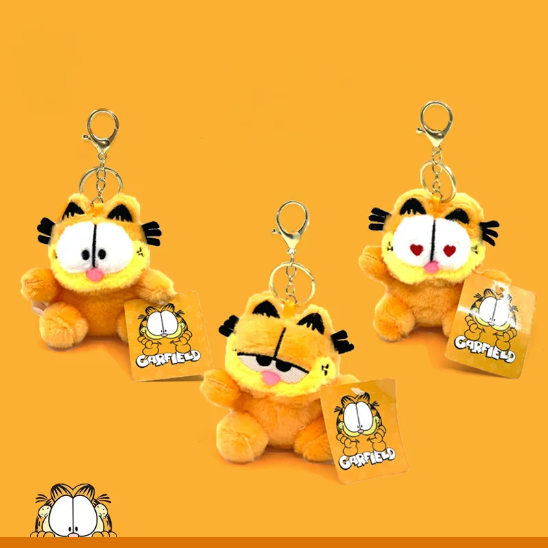 Kawaii Anime Cartoon Garfield Cute Plush Toys Doll Keychain Creative Backpack Pendant Decoration Kids Children Girls Boys Gifts