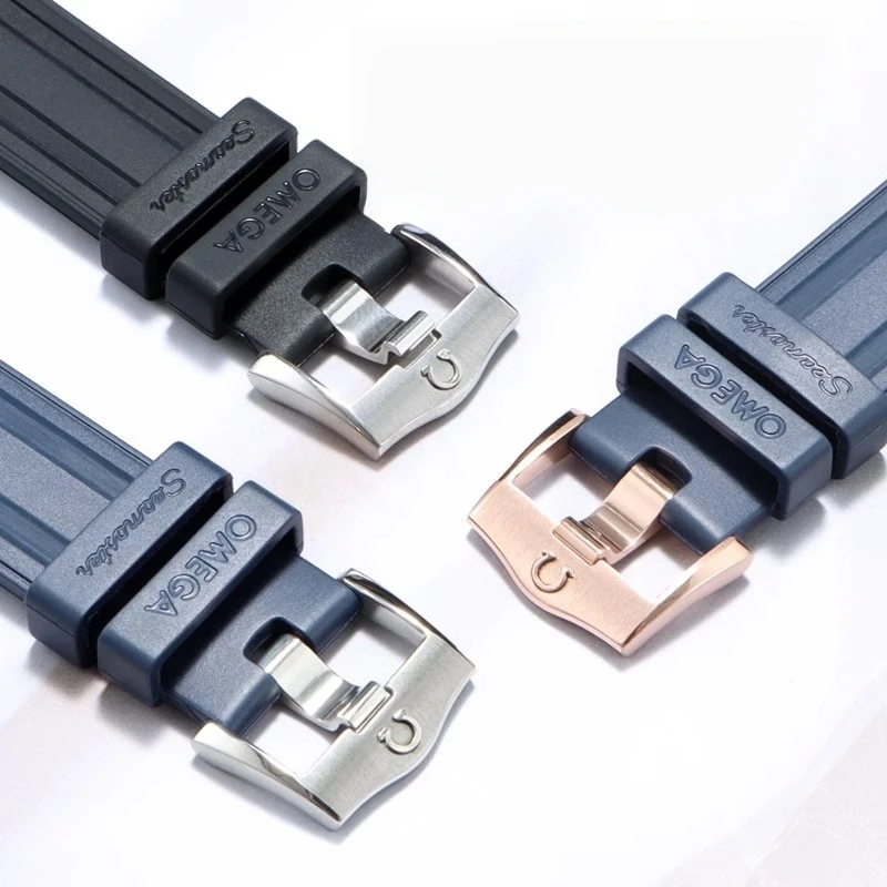 Fit สําหรับ Omega Seamaster 300 สายนาฬิกา Original Design FKM ยางพร้อมโลโก้