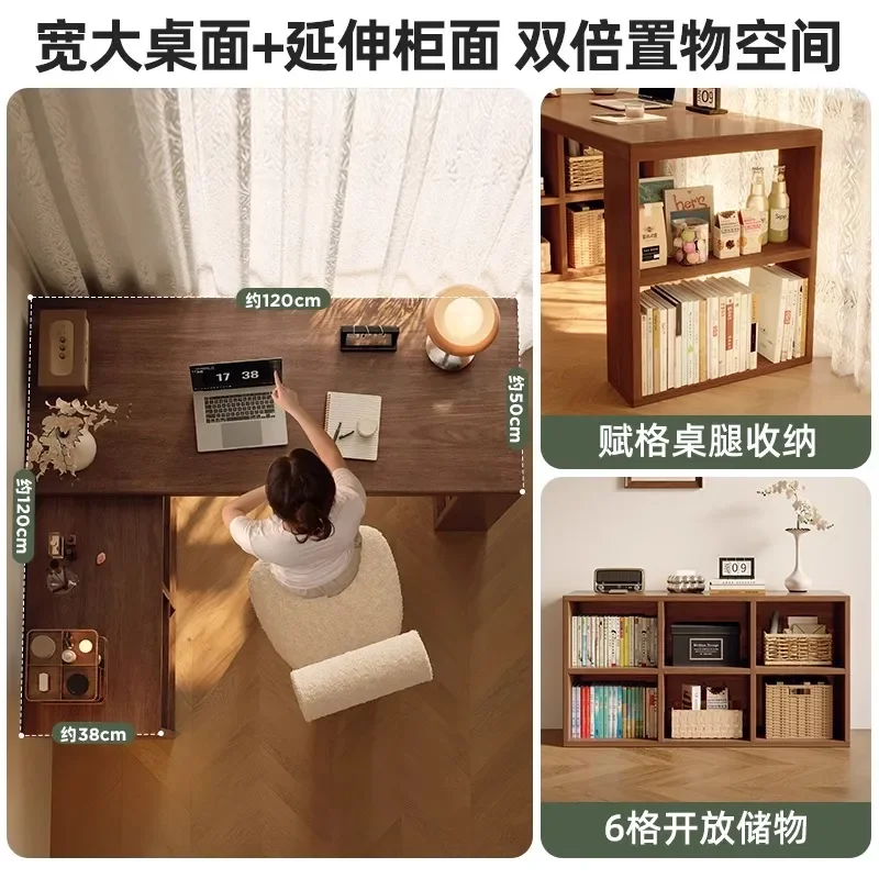 L Shaped Corner Computer Desk Bookshelf Bookcase Integrated Home Study Desk Semi Enclosed Bedside Table