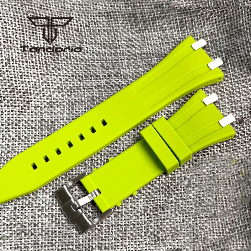 Black/White/Blue/Orange/Yellow/Green Multicolor Silicone Watchband Rubber Strap Steel Buckle Fit for 42mm Octagonal Watch Case