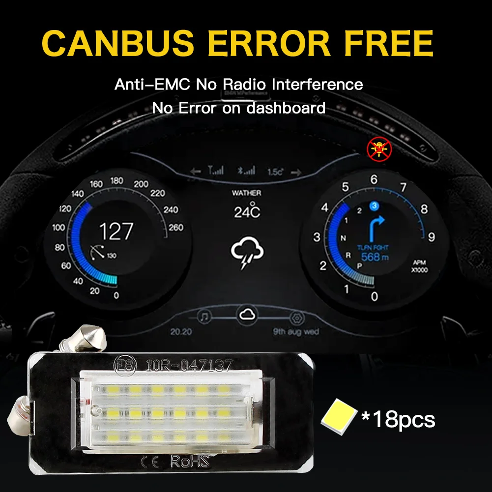 2PCS  Canbus Car LED License Plate 6000K White Light Rear Number Lamp For BMW MINI Cooper R56 R57 R58 R59 R52/R55/R55N/R56N/R57N