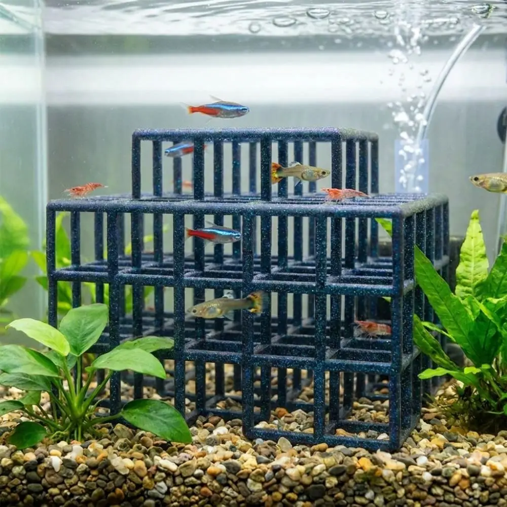 3D Printed Fish Shrimp Hideout Shelter Hollow Out Natural Look Shrimp Hiding Place Plastic Grid Multi-level