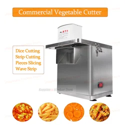 Commercial Electric Vegetable Cutter Wave Potato Slicer Large Inlet Fruit Slicer Pieces or Dice Cutting Food Processor 6 Blades