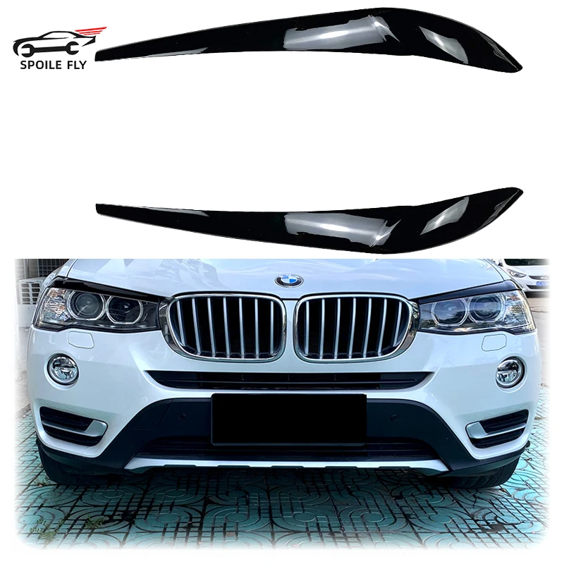 2014 To 2017 For BMW X3 F25 X4 F26 Front Headlight Eyebrow Eyelid Lamp Light Eyebrows Sticker By High Quality ABS Gloss Black