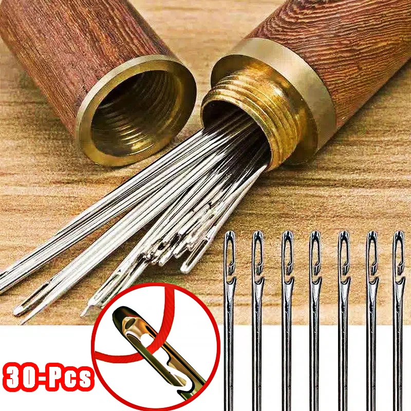 30 Stück Blindnähnadeln für Senioren, Schnelle Automatische Selbsteinfädelnde Nähnadeln, DIY Nähnadel-Einfädler