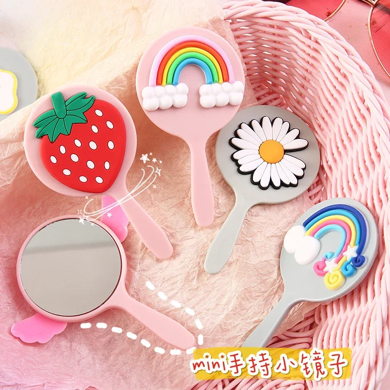 Mini Creative Cartoon Portable Makeup Mirror Ins Style Cute Girl Makeup Portable Handheld Mirror Маленькое зеркало