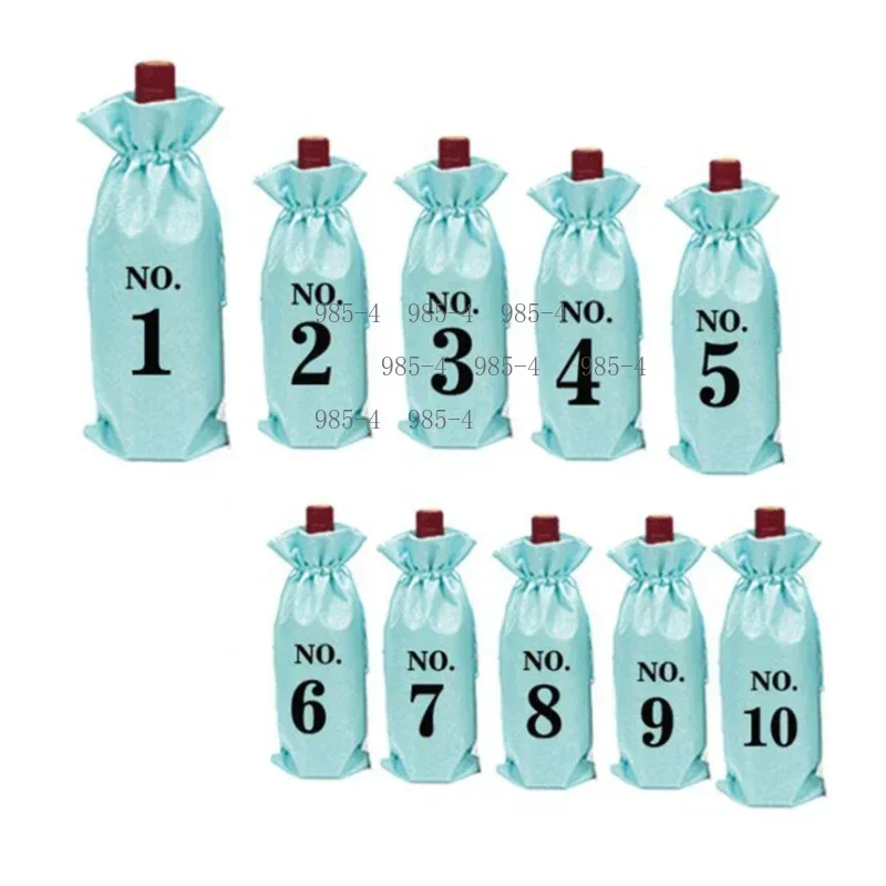 Numbered Jute Wine Bottle Bags With Drawstring Blind Tasting Gift Storage Pouches