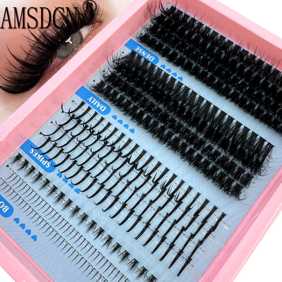15 filas de clusters de pestañas postizas, spikes y pestañas inferiores, extensiones DIY estilo manga, clusters individuales impermeables 6