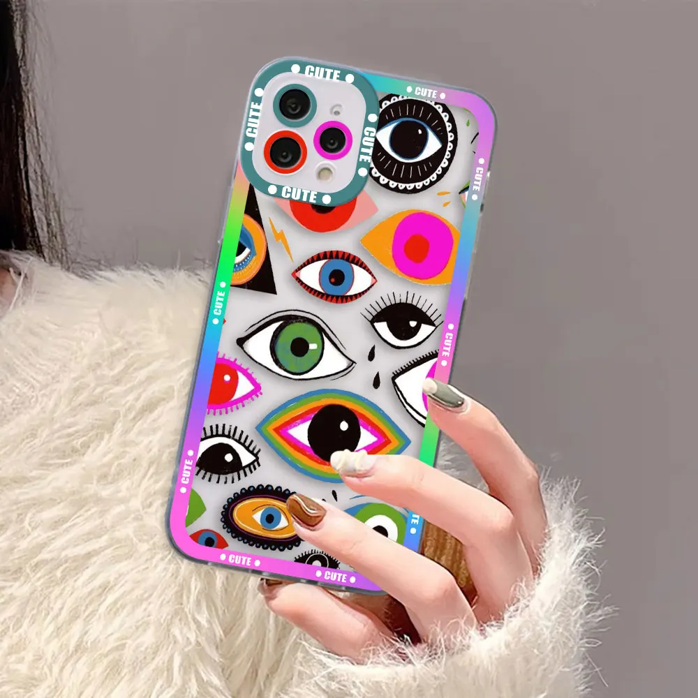 

Lucky Eye Blue Eye Cover Clear Phone Case For iPhone Apple 17 17E AIR 16E 16 15 14 12 13 11 Pro 8 7 Plus Max Silicone Case Shell