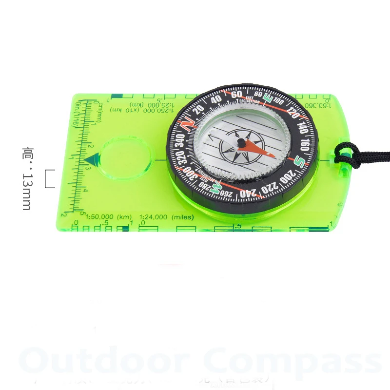 New MultiOutdoor Mountaineering Acrylic Mini Scale North Arrow Portable Map Rope Educational Compass for Children