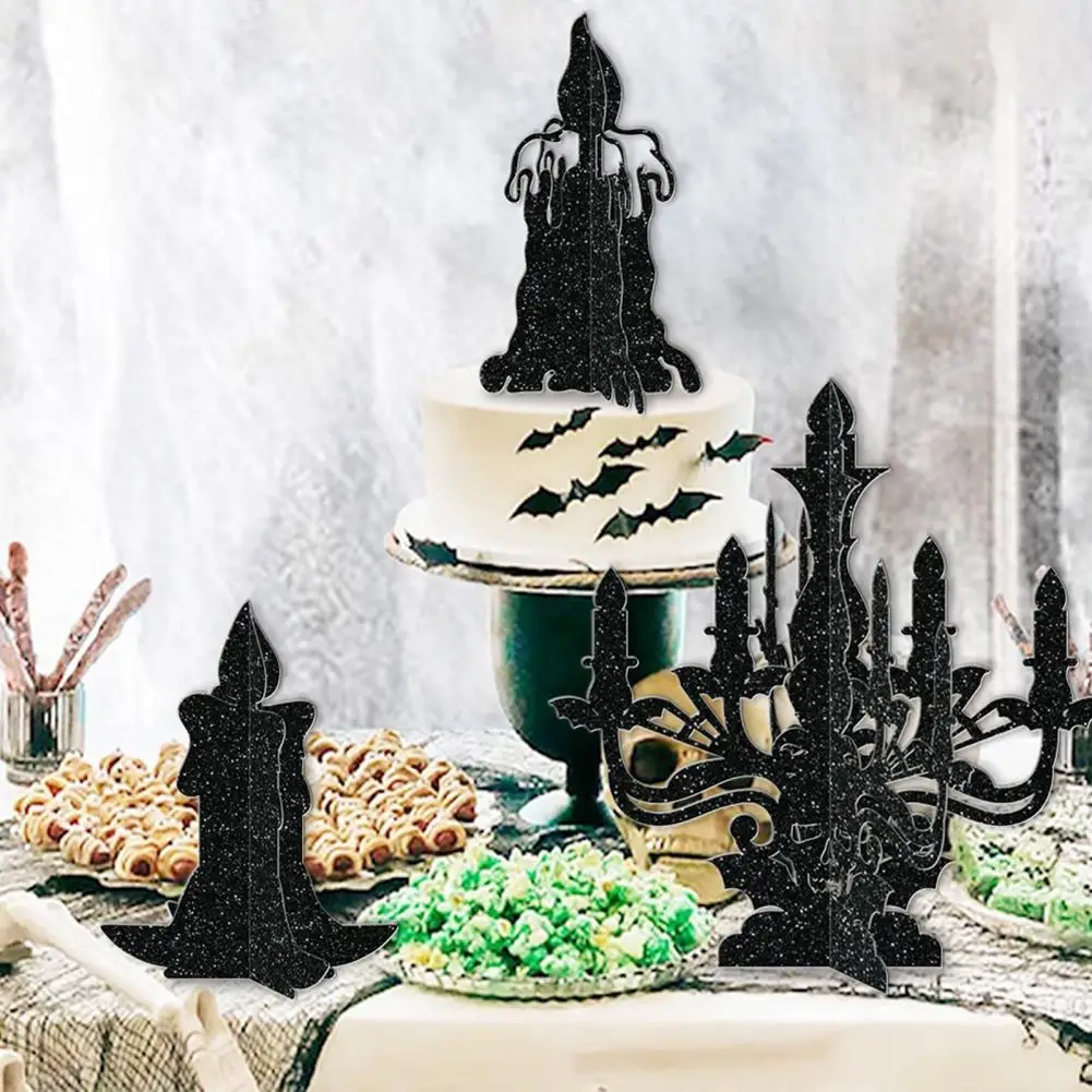 Small Ornament Set Festive Halloween New Year Decorations Set for Home Party Atmosphere 6pcs Cardboard Tabletop Ornaments