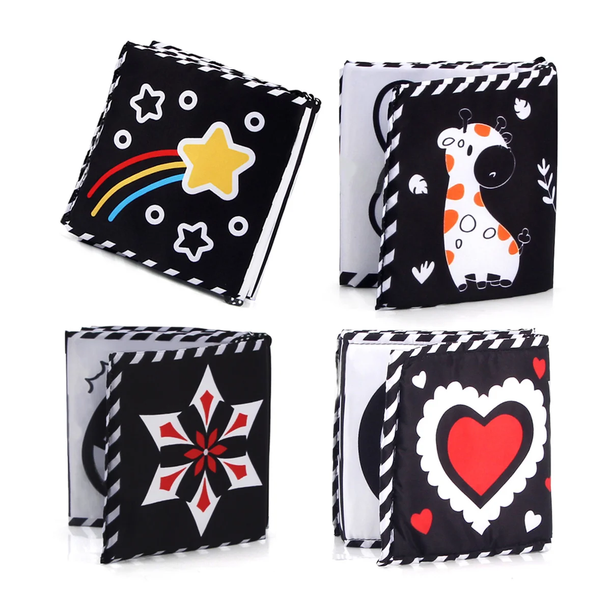 High Contrast Black and White Baby Book - Touch and Feel Crinkle Sensory Toy - Visual Stimulation Interactive Toys for Infant