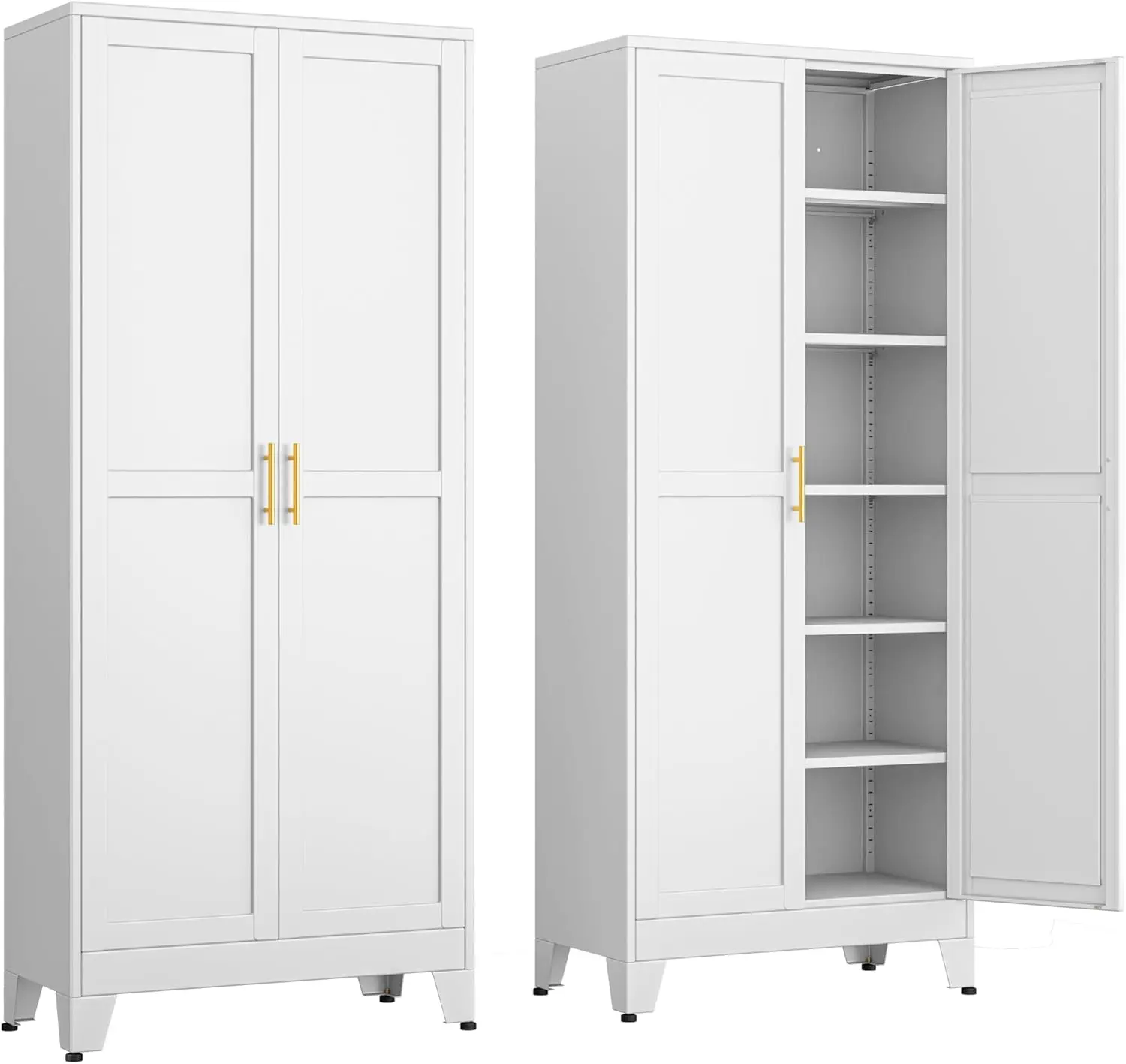 

Kitchen Pantry Storage Cabinet with Doors and Adjustable Shelves, Metal ClosetMaid Food Pantry Cabinets, 75" Tall Freestanding C