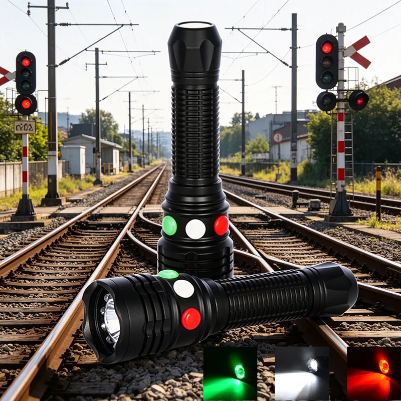 3 Colour Railway Torch Waterproof Magnetic Tri Color Lantern Traffic Signal Lamp Tricolor LED Train Railroad Flashlight