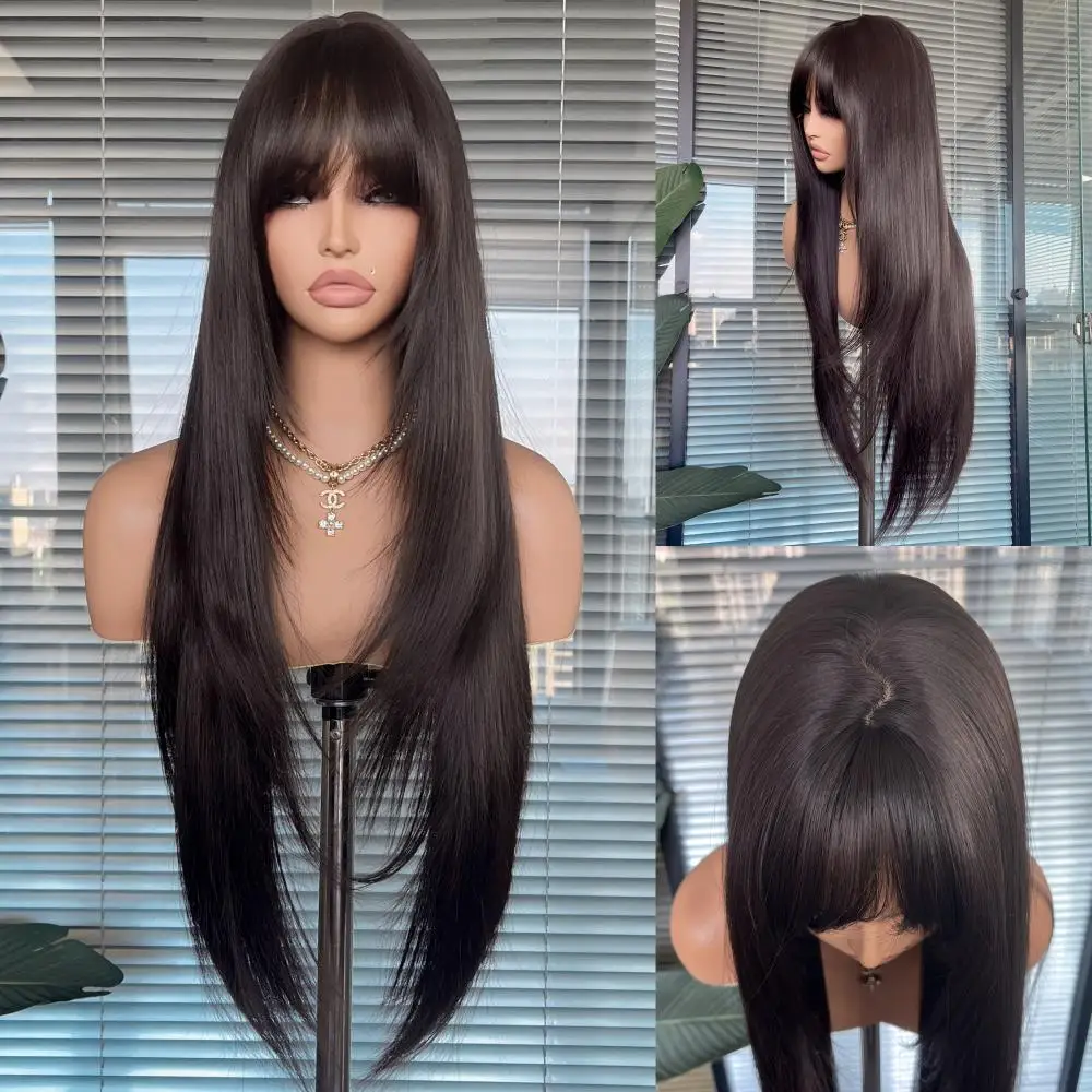 

China 2026 Synthetic Machine Made Medium length Wig Black Blonde Brown colored Cosplay Wig for Women wear