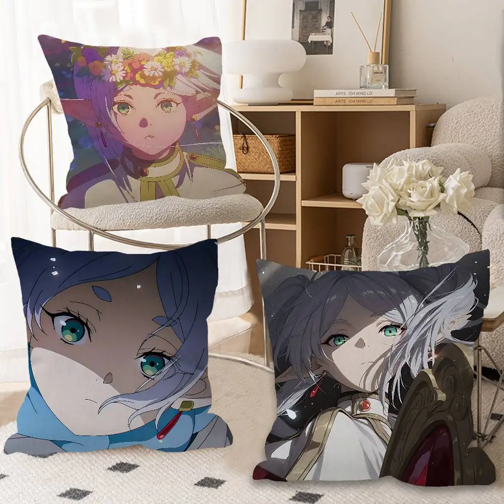 Hot Japan Anime Frieren Decorative Room Aesthetics Pillow Case Home Decor Bedroom Sofa Bed Couch Pillow Cover 45x45