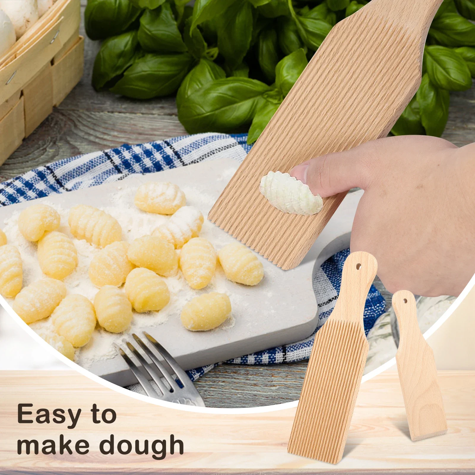 Tabla de Gnocchi de madera, paletas de mantequilla, espaguetis, macarrones, tablero de Pasta, práctico fabricante de Gnocchi, herramienta de Pasta casera para Cocina, 2 uds.