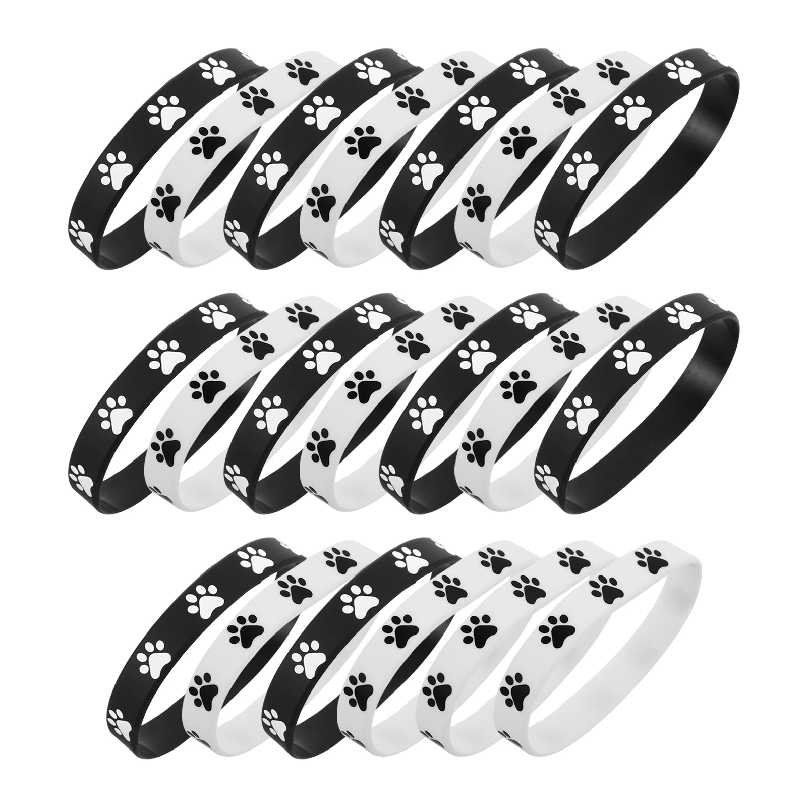 

48pcs Rubber Bracelets Elastic Paw Print Wristbands Stretch Birthday Party Favors Wedding Gifts Trendy Accessories
