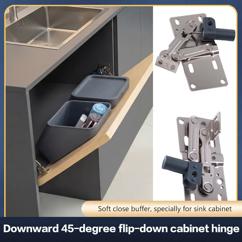 

Cabinet Tilt Out Organizer Hardware 45 Degree Downward Opening Soft Close Hinge Spring Damper Adjustable Metal Hardware
