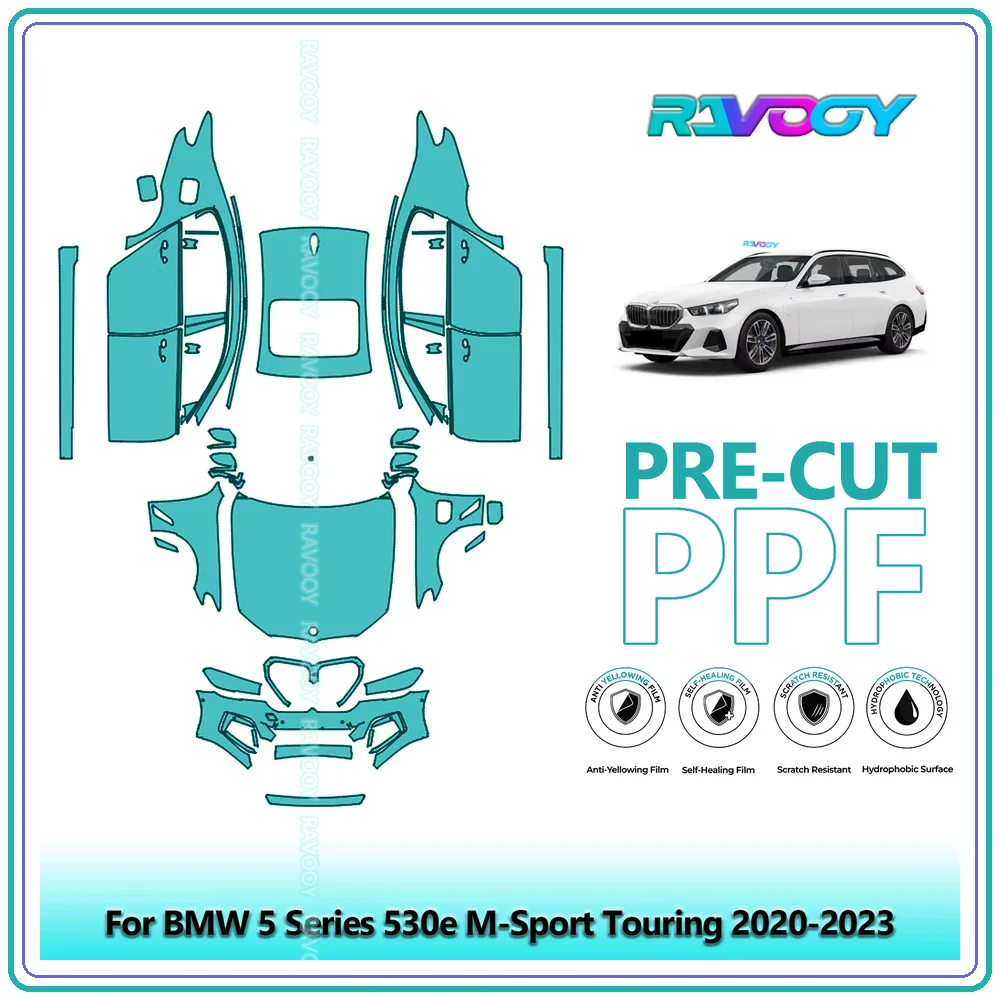 For BMW 5 Series 530e M-Sport Touring 2020-2023 Precut TPU Paint Protection Film PPF Full Body Kit Clear Bra Stone Guard EU UK