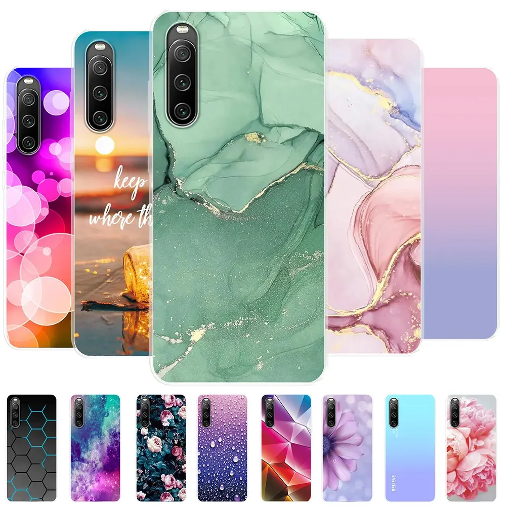 For Sony Xperia 10 IV Case For Sony Xperia10 IV Clear Cover Marble Painted Silicone Soft Funda For Sony Xperia 5 IV Bumper Coque