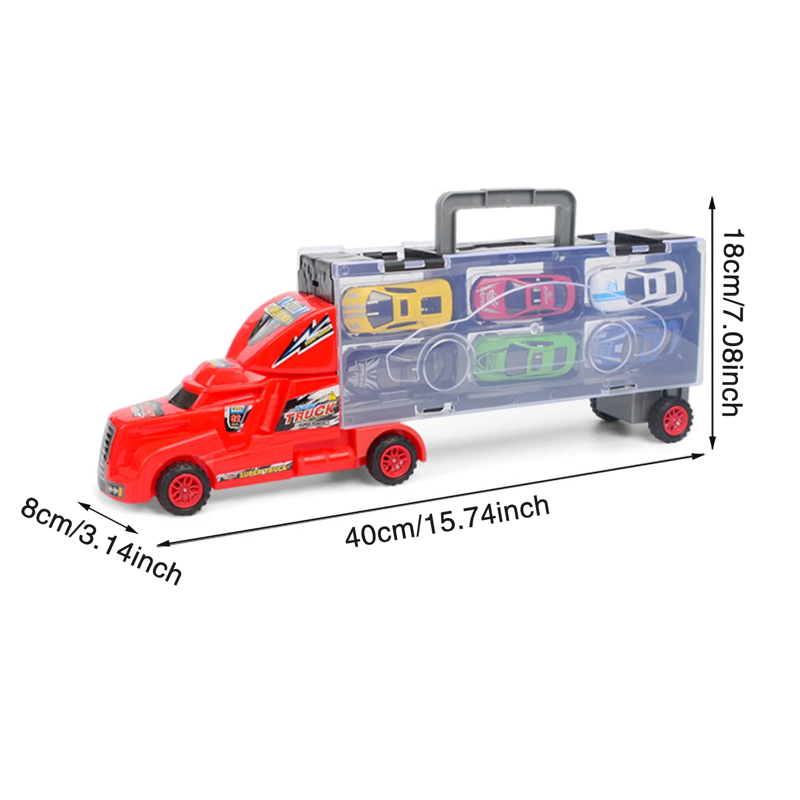 Set da gioco per trasporto auto Camion portatile e trasportabile a mano con diapositive ferroviarie per bambini Natale Compleanno Regali per bambini