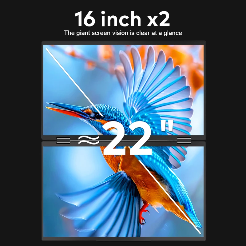 2025 Прямая продажа с фабрики, двойной 16-дюймовый складной сложенный экран, ЖК-панель, портативный удлинитель монитора для ноутбука