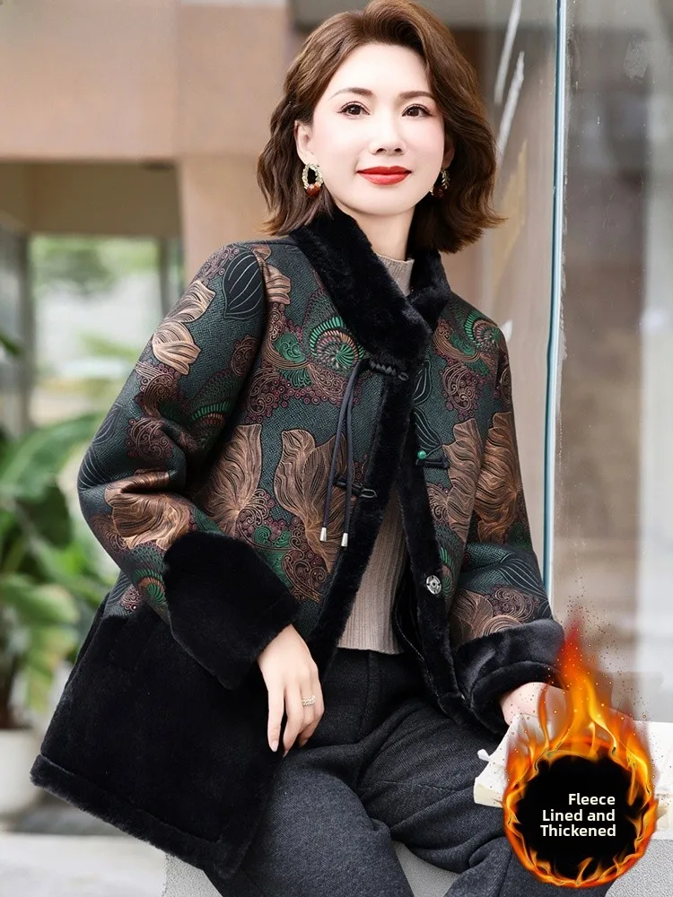 

Зимнее пальто большого размера для женщин старшего возраста, утепленное хлопком, средней длины, модная верхняя одежда с пуговицами, из плотного полиэстера